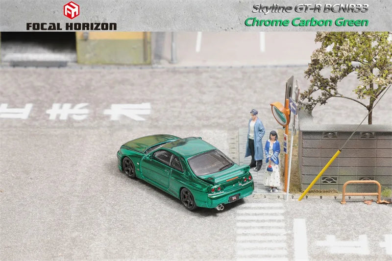 **Pre-Order** Focal Horizon FH 1:64 Skyline R33 GT-R BCNR33 Chrome Carbon Green Limited999 Diecast Model Car