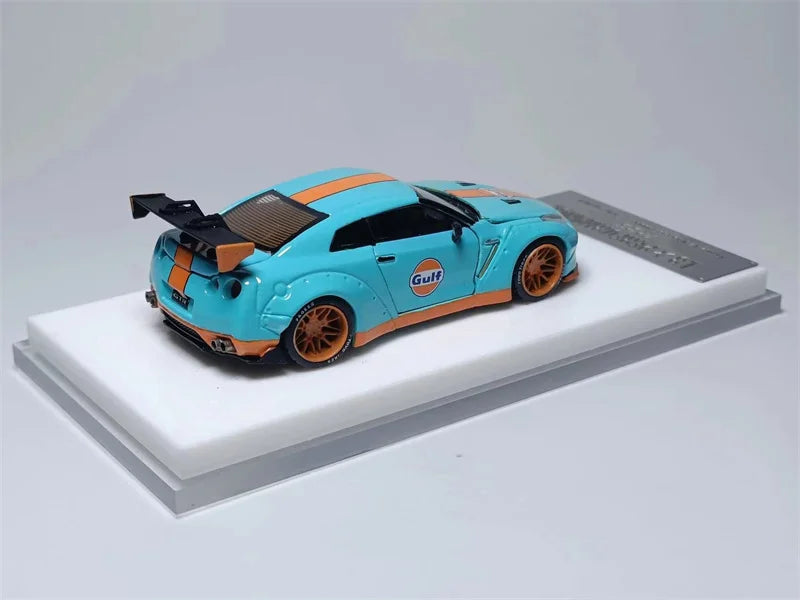 OLD TIME 1:64 LB Works GTR R35 High Wing Blue limited 999 Diecast Model Car