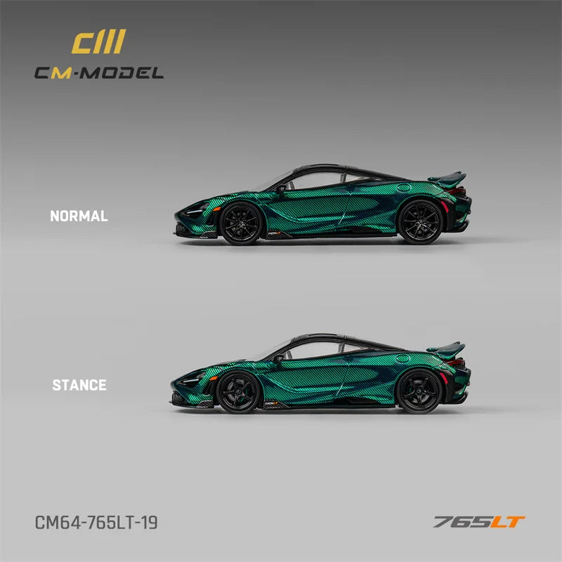 CM MODEL 1:64 765LT Chrome Green Fullcarbon Diecast Model Car