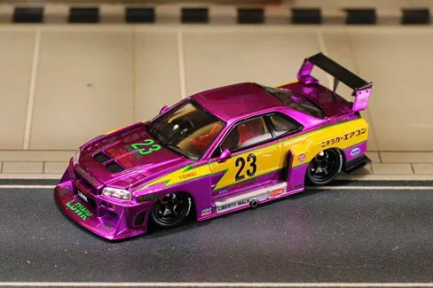 SW 1:64 LBWK ER34 electroplated purple Limited500 Diecast Model Car