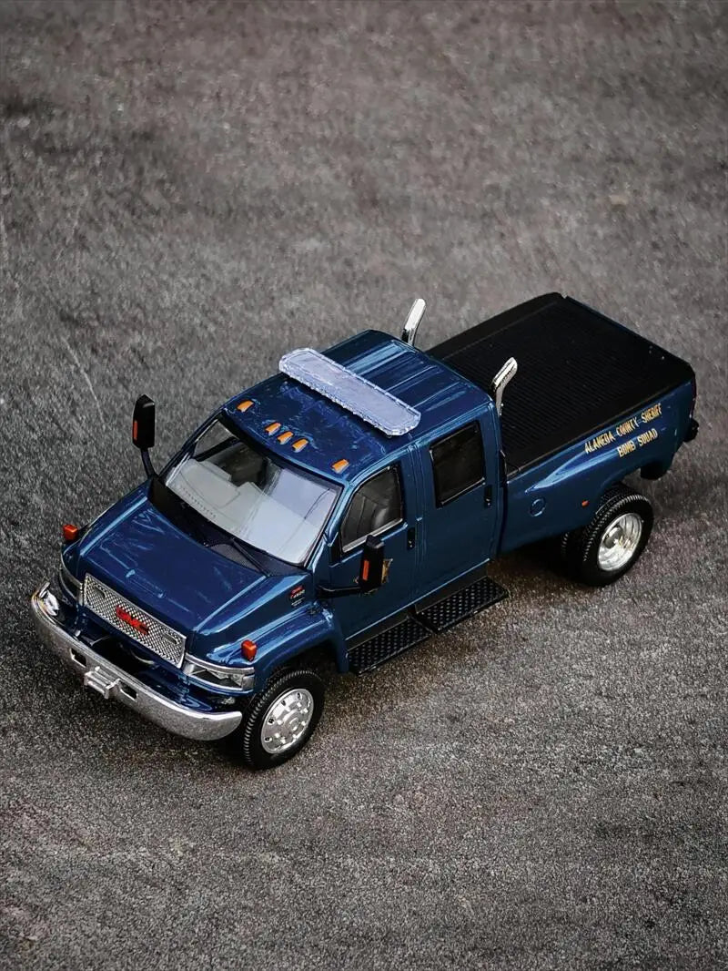 MK Miniatures & GOC 1:64 GMC TOP KICK PICK UP POLICE TRUCK Blue Limited499 Diecast Model Car