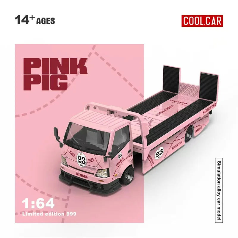 Cool Car 1:64 H300 Flatbed transport trailer Pink Pig Diecast Model Car