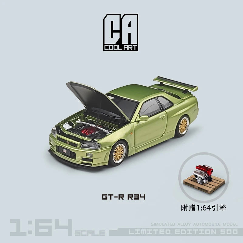 Cool ART 1:64 Nissan Gtr34 Blue / Green / Purple limited500 Diecast Model Car