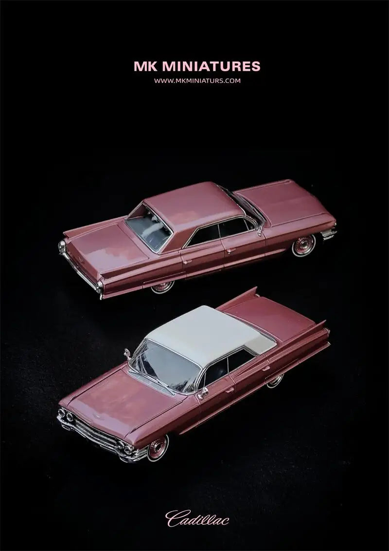 MK Miniatures 1:64 DeVille Pink / White Diecast Model Car