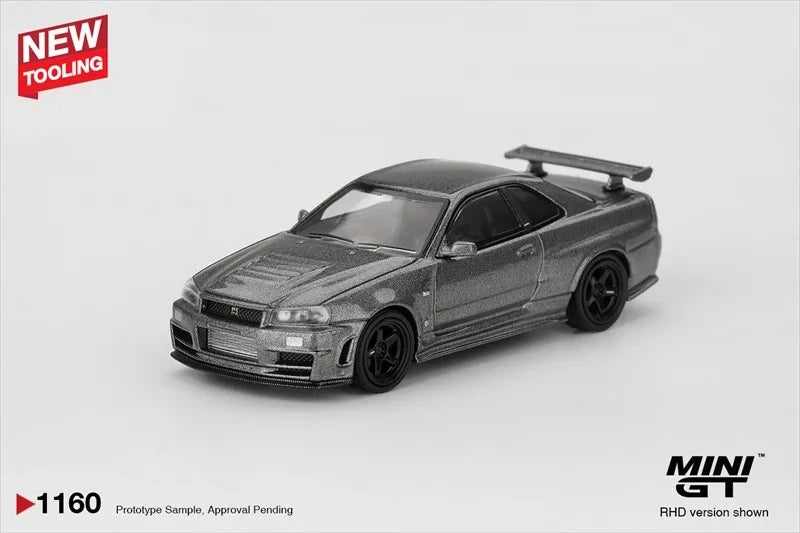 MINI GT 1:64 Skyline Dark Metal Gray BNR34 CRS Die-Cast Car Model Miniature Gifts