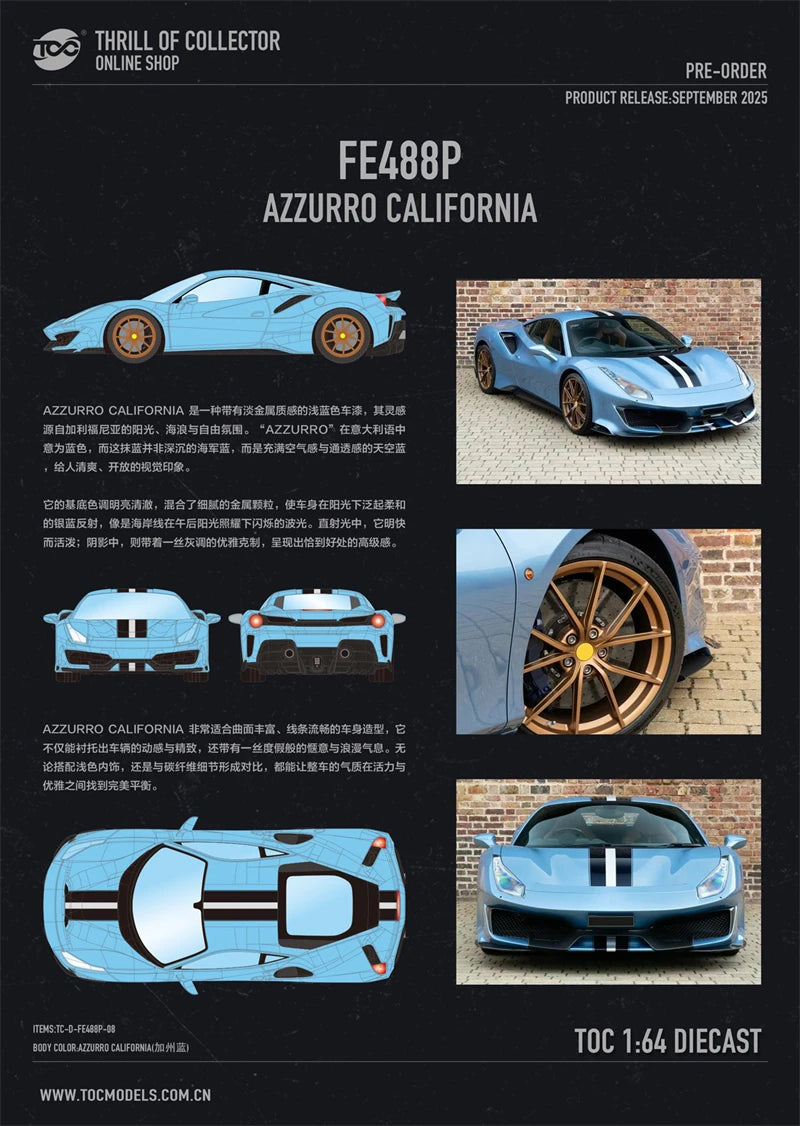 TOC 1:64 FE488P H.K .PURPLE NERO ARGENTO NURBURGRING BLU TOUR DE FRANCE Diecast Model Car