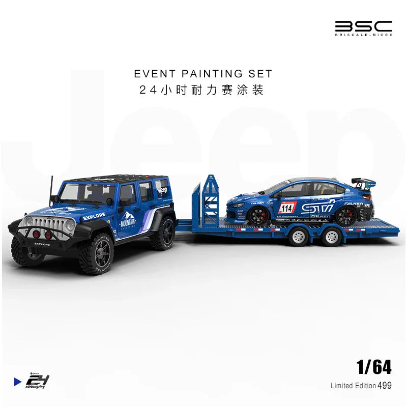 BSC 1:64 STI T1 Wrangler Figures set Trailer set limited499 Diecast Model Car