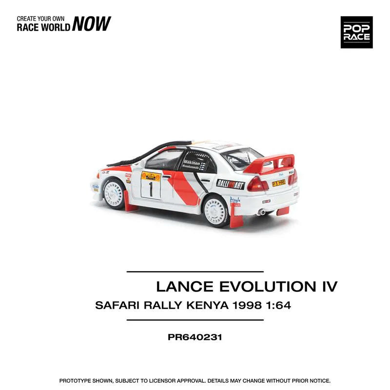 Pop Race 1:64 Lancer Evolution EVO IV Safari Rally Kenya 1998 #1 Diecast Model Car