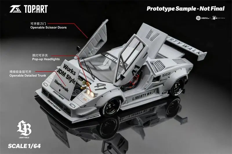 Topart 1:64 LBWK Countach Grey limited2000 Diecast Model Car