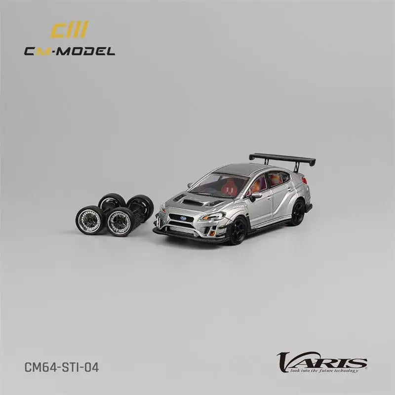 CM MODEL  1:64 Varis Widebody STI Silver Diecast Model Car