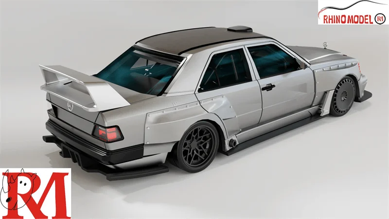 Rhino Model RM 1:64 W124 Silver / Red Limited499 Diecast Model Car