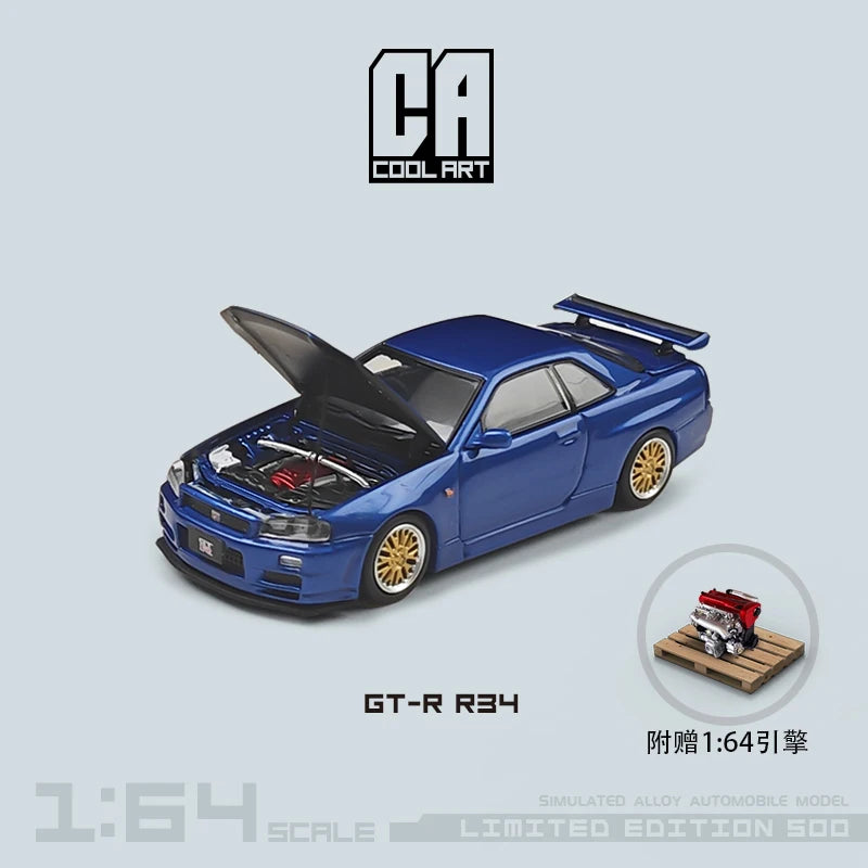 Cool ART 1:64 Nissan Gtr34 Blue / Green / Purple limited500 Diecast Model Car