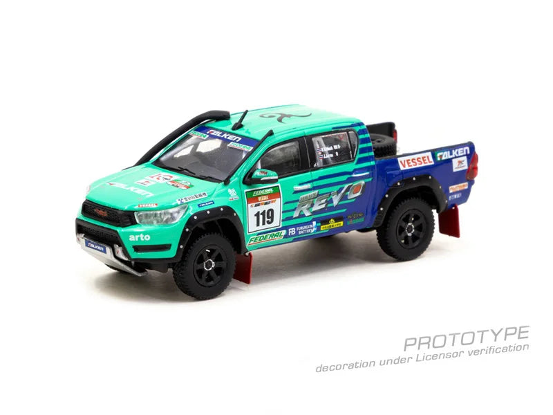 Tarmac Works 1:64 Hilux AXCR 2017 Green Diecast Model Car