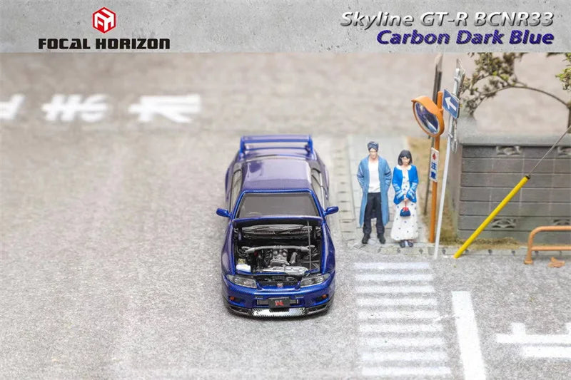 Focal Horizon FH 1:64 Skyline GT-R BCNR33 Carbon Dark Blue Diecast Model Car
