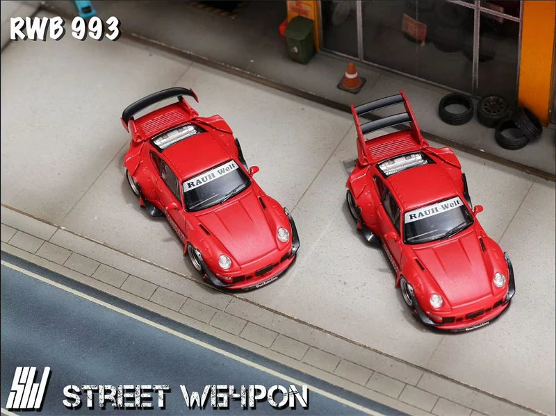SW 1:64 RWB 993 NAGINATA  Matte Red Diecast Model Car