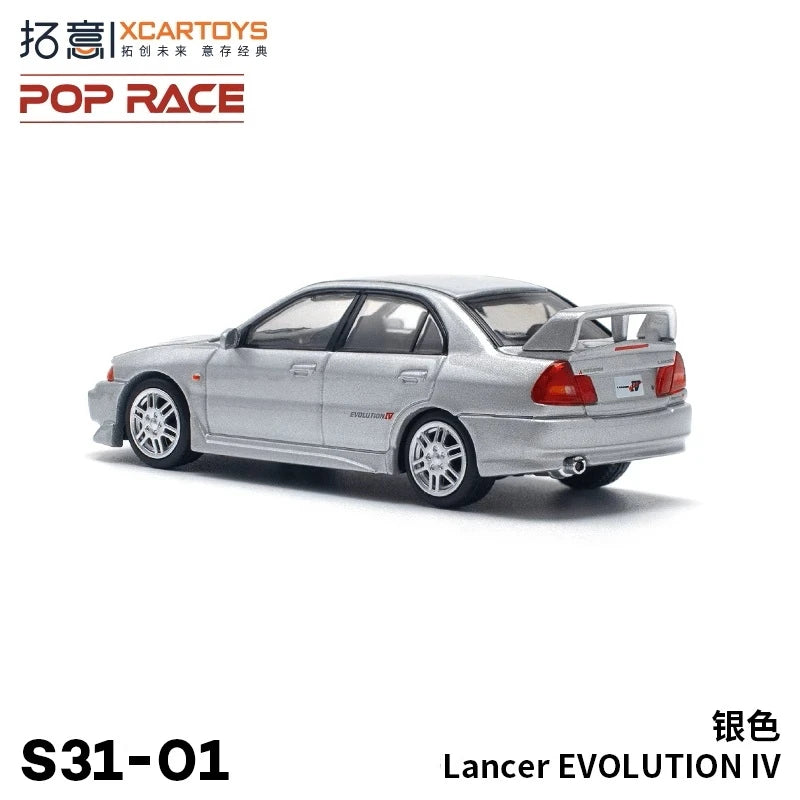 **Pre-Order** Xcartoys  x POP RACE 1:64 Lancer EVOLUTION IV Silver Diecast Model Car