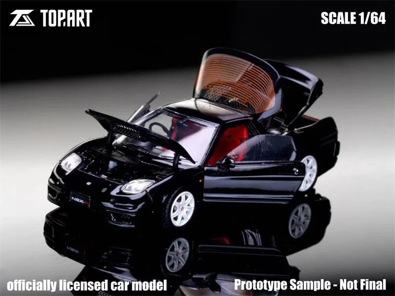 Topart 1:64 2002-05 NSX-R NA2 Metallic Black Die-Cast Car Model Miniature Gifts