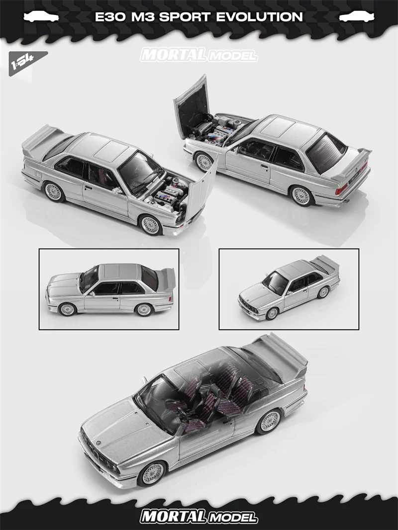 Mortal 1:64 M3 SPORT EVOLUTION EVO E30 White / SilverGray / Purple / Pink Diecast Model Car