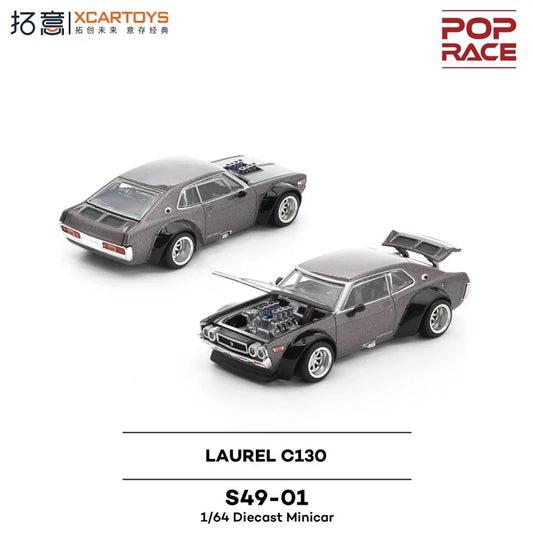 PreSale Xcartoys x Pop Race 1:64 LAUREL C130 METALLIC GREY Collection Miniature DieCast Model Car