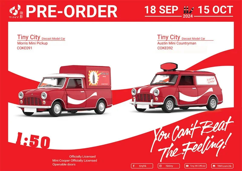 [PreSale]  Tiny 1:50 Morris Mini Pickup / Austin Mini Countryman Red Diecast Model Car