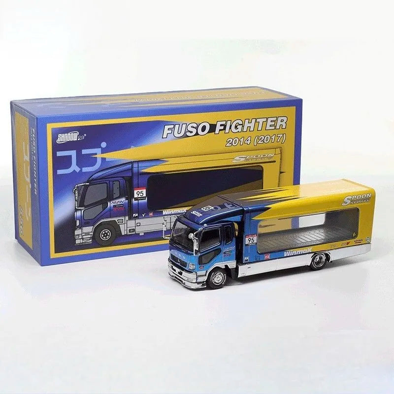 Shadow 1:64 Actros Double Deck Trailer Blue / Fighter Mk2  FK 2017 Outriggers Chrome Spoon Diecast Model Car