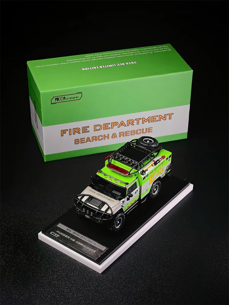 MK Miniatures 1:64 H2 Hummer Ambulance Die-Cast Car Model Miniature Gifts