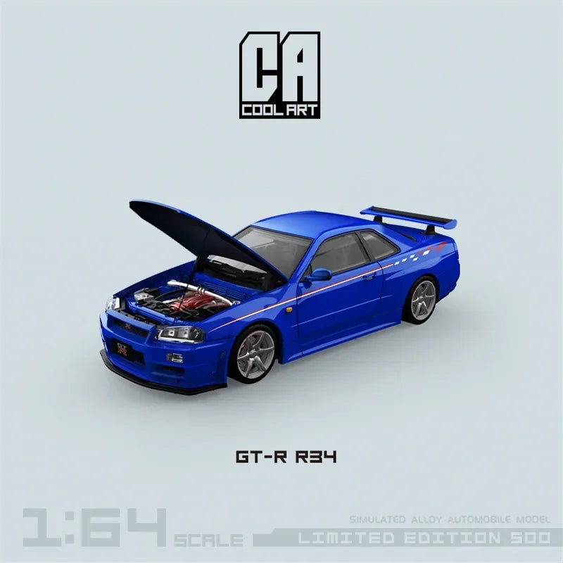 COOL ART 1:64 GT-R R34 blue limited 500 Diecast Model Car
