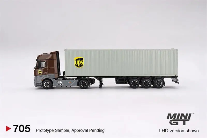 MINI GT 1:64 Actros Trailer w/40 Ft Container 40 UPS truck / Figurine Diecast Model Car