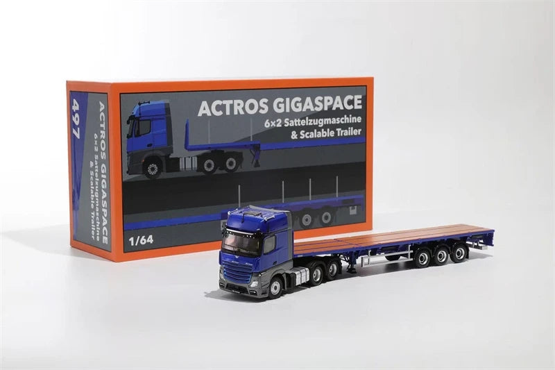 [PreSale]  GCD 1:64 Actros 3 GIGASPACE Sattelzugmaschine Scalable Trailer Blue Black Red White Diecast Model Car