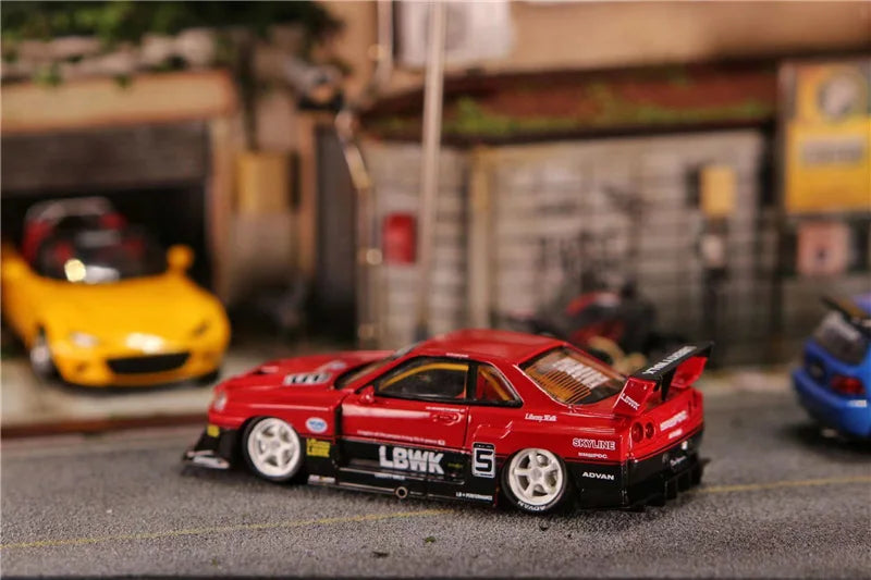 Street Weapon 1:64 LBWK GTR ER34 red open version Diecast Model Car