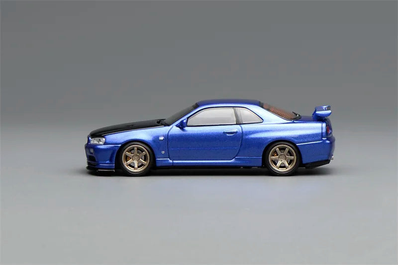 MOTORHELIX  1:64 SKYLINE R34 V-SPEC II CUSTOMIZED BAYSIDE BLUE Diecast Model Car