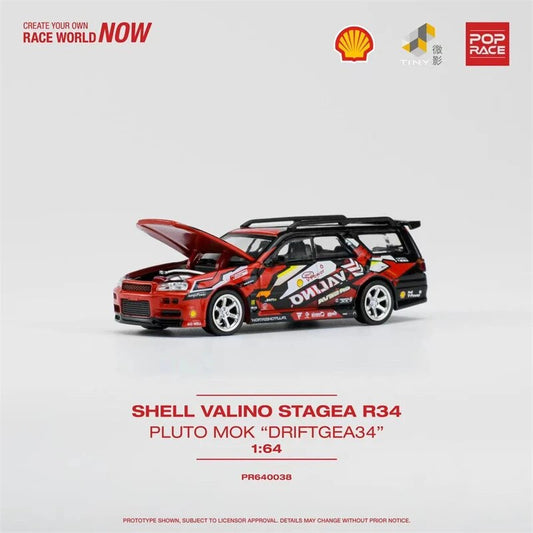 PopRace 1:64 Valino Stagea R34 Pluto Mok DRIFTAGEA 34 HK TOYCAR SALON 2023 SPECIAL EDITION Diecast Model Car