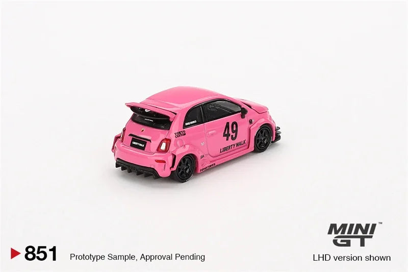 **Pre-Order** MINI GT 1:64 ABARTH 595 LB-WORKS x Abas Works Pink LHD Diecast Model Car