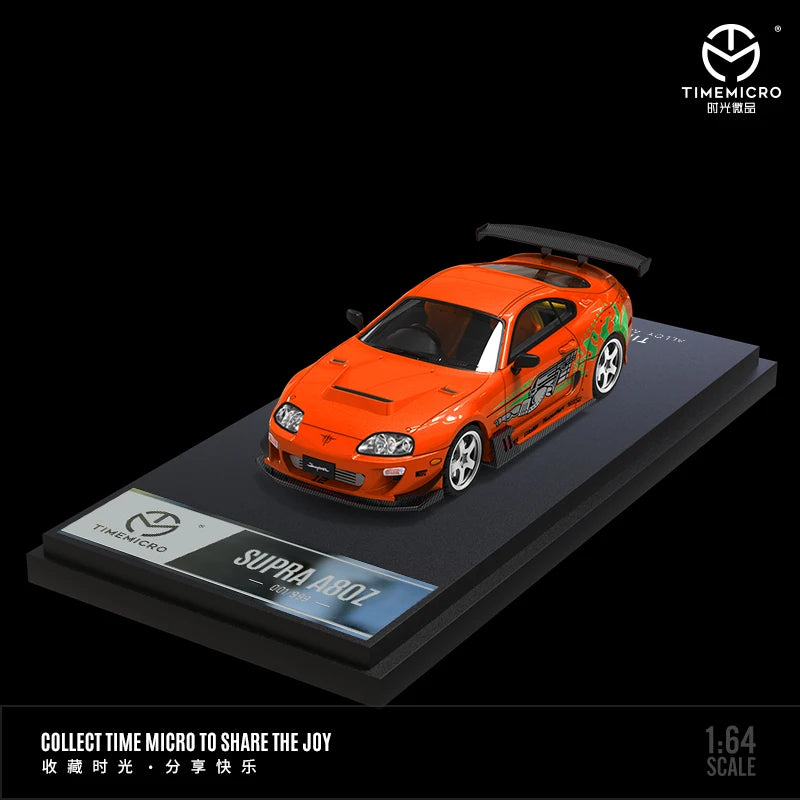 TIME MICRO 1:64 Supra A80Z Fast & Furious Paul painting Orange Diecast Model Car