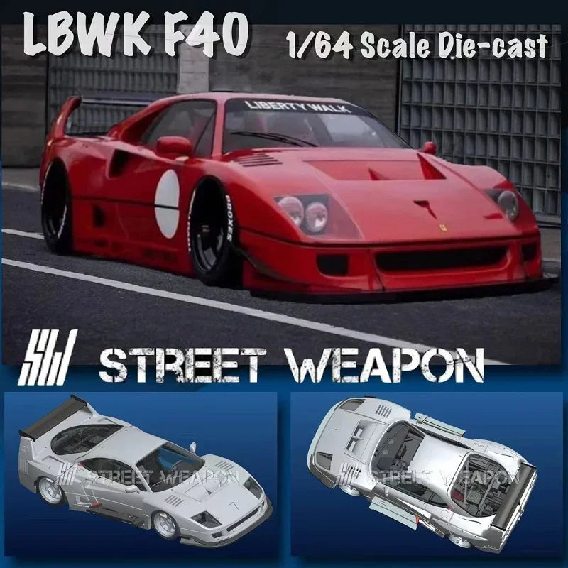 SW 1:64 LBWK F40 Red White Diecast Model Car