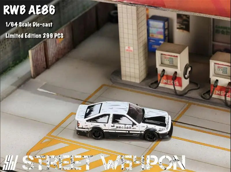 SW 1:64 RWB AE86 LEVIN TRD Racing #16 Initial D Diecast Model Car