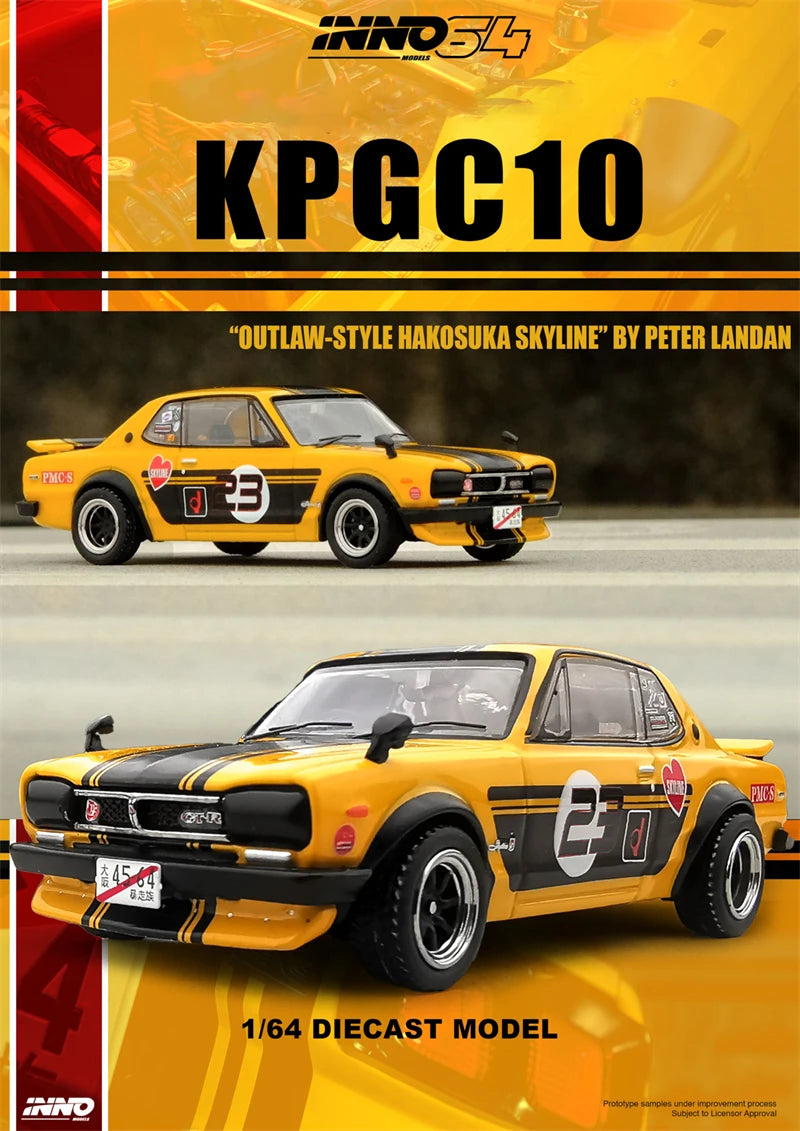 INNO 1:64 SKYLINE 2000 GT-R (KPGC10) #23 OUTLAW-STYLE Diecast Model Car