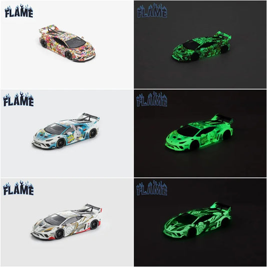 Flame 1:64 Huracan GT Calf LP610 Hurricane Midnight Light Resin Model Car