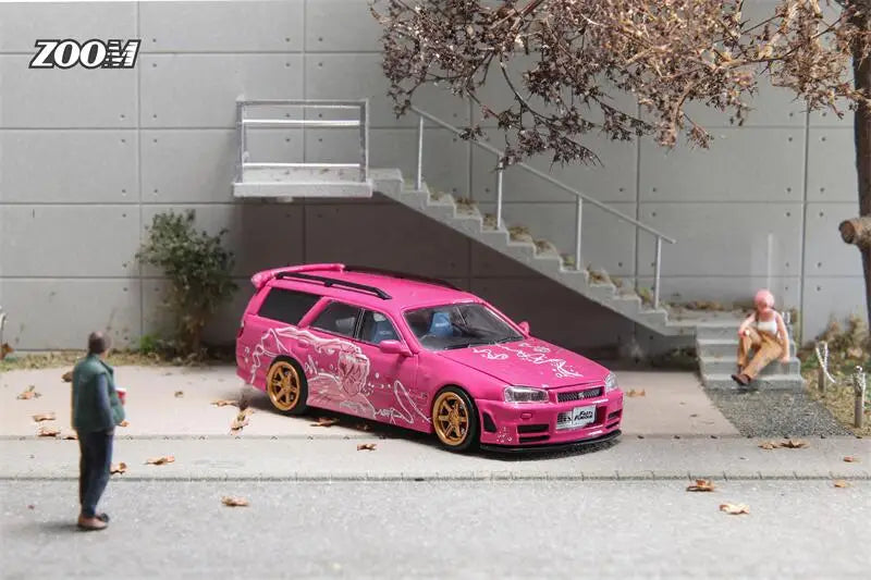 ZOOM 1:64 Stagea WC34 260RS Wagon Pink Silver White