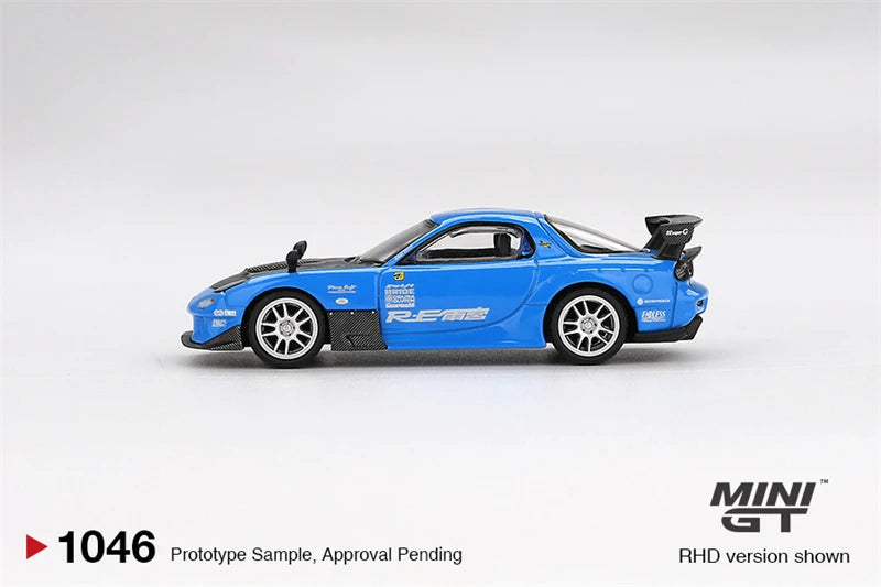MINI GT 1:64 RX-7 RE-Amemiya 20B NA 3ROTOR-7 “Ama-san Go”Blue Diecast Model Car