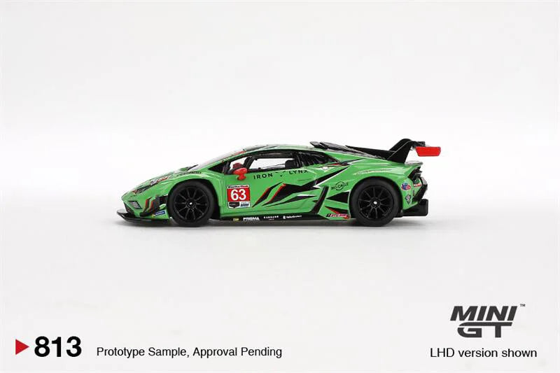 **Pre-Order** MINI GT 1:64 Lambo Huracán GT3 EVO2 #63 Iron Lynx Green LHD - Paper box Diecast Model Car