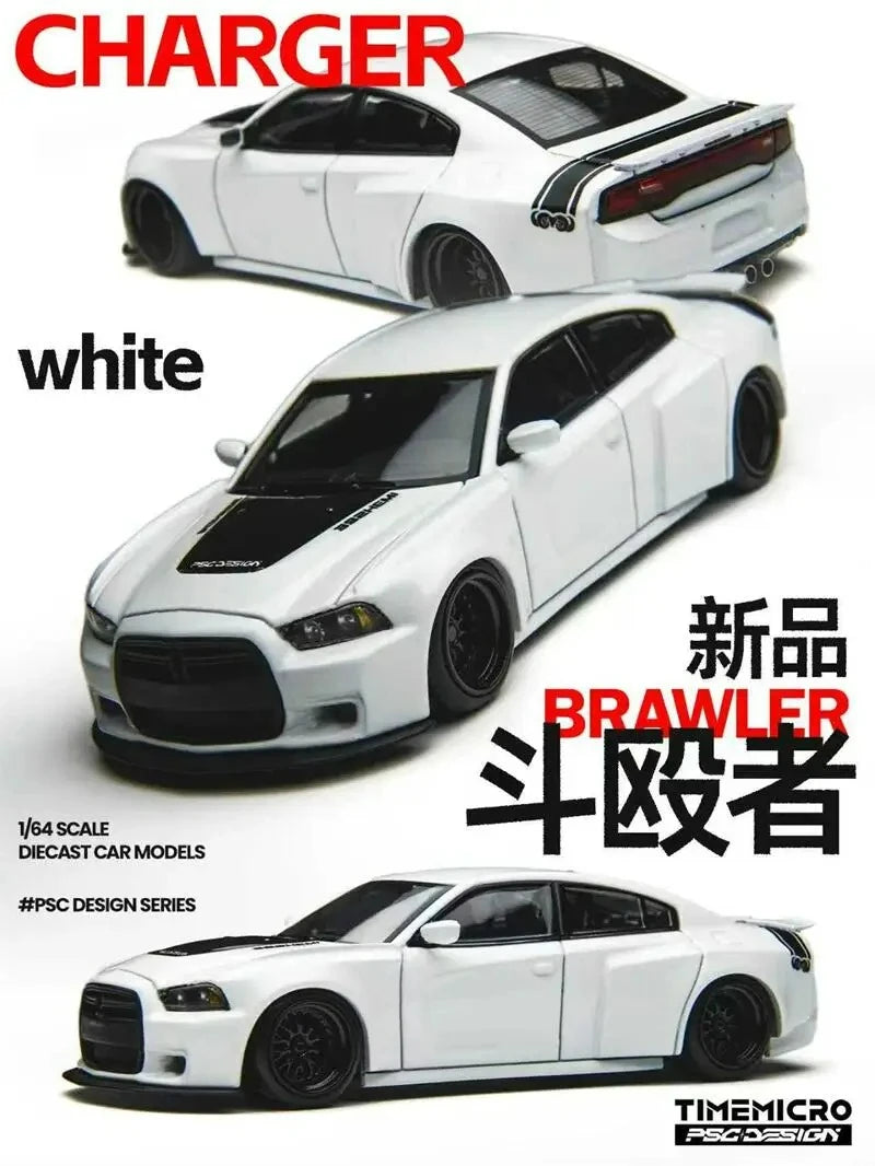 TimeMicro × PSC DESIGN 1:64 Charger "Brawler" Red / White Diecast Model Car