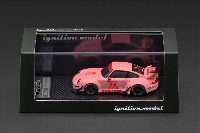 PreSale IG 1:64 RWB993 Matte Pink Die-Cast Car Model Collection Miniature collection display