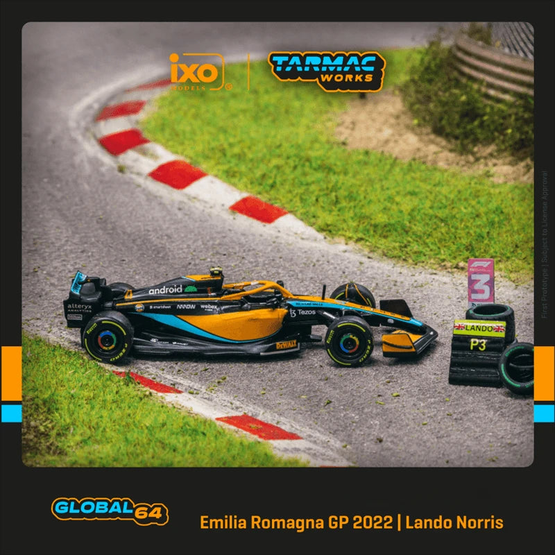 Tarmac Works 1:64 MCL36 Emilia Romagna Grand Prix 2022 Diecast Model Car