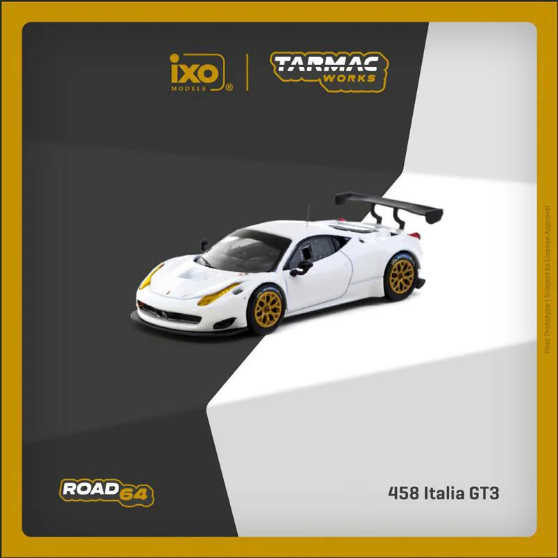 Tarmac Works 1:64 458 Italia GT3 White Diecast Model Car