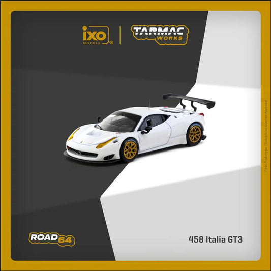 Tarmac Works 1:64 458 Italia GT3 White Diecast Model Car