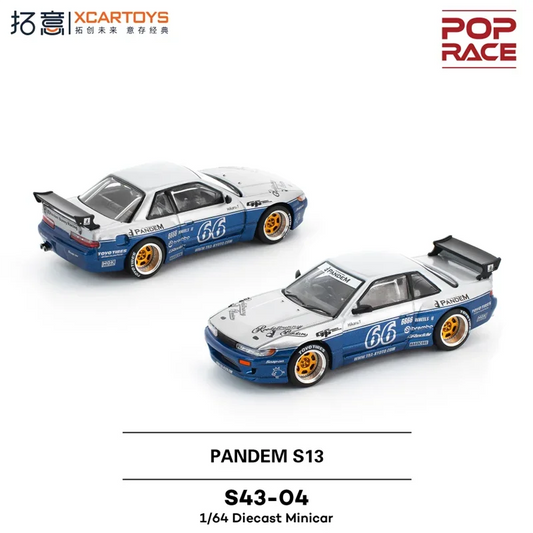 Xcartoys X Pop Race 1:64 PANDEM S13 NO.66 MOONTECH Die-Cast Car Model Miniature Gifts