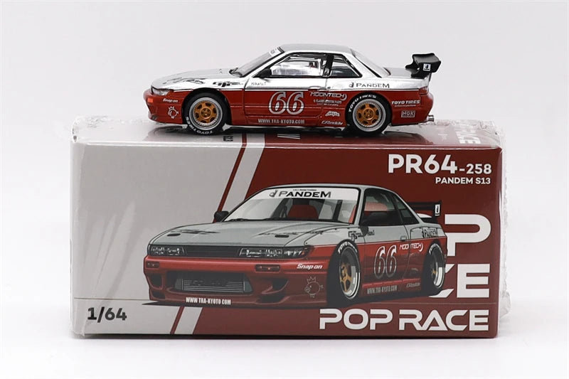 Pop Race 1:64 PANDEM SILVIA S13 MOONTECH RED Diecast Model Car