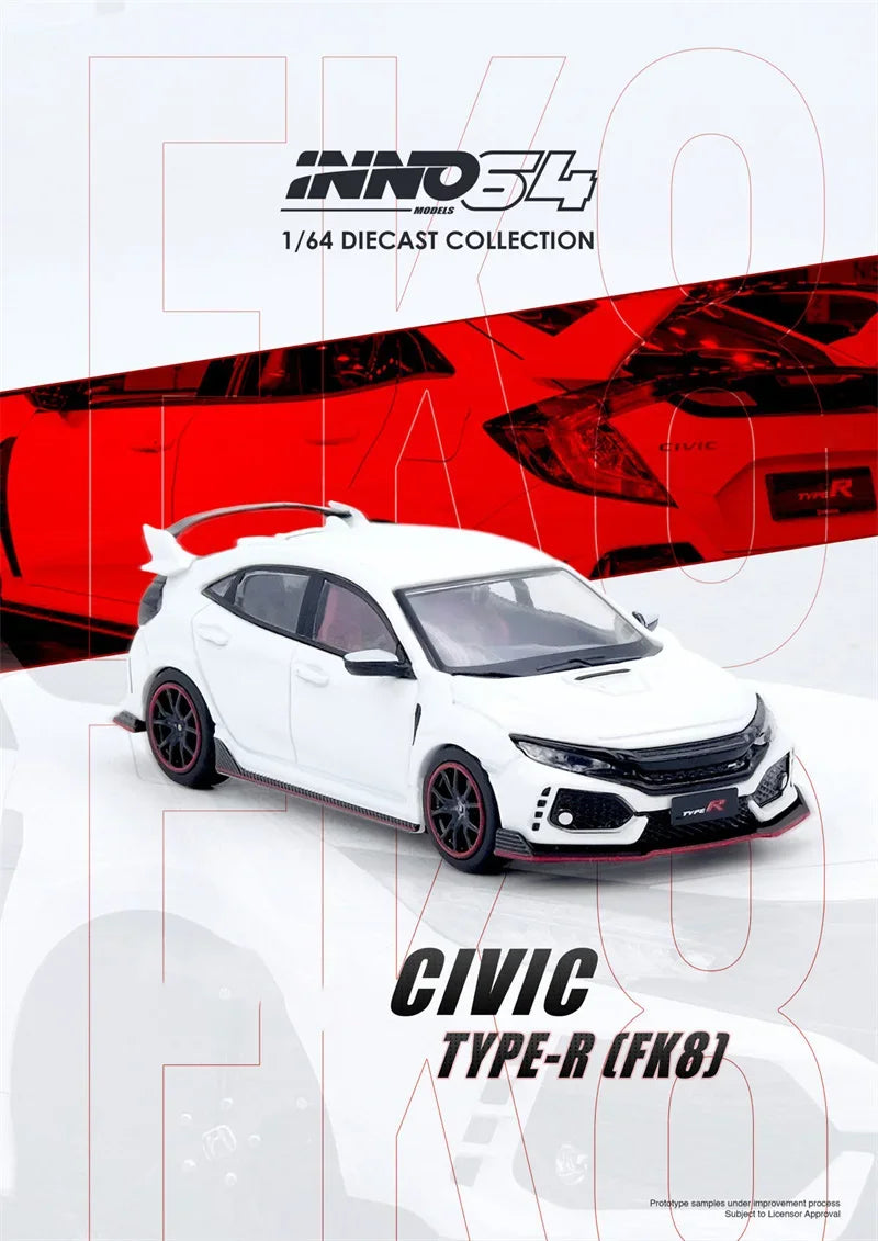INNO64 1:64 CIVIC TYPE-R (FK8) White Collection Miniature DieCast Model Car