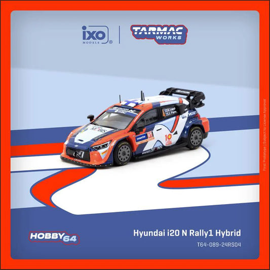 Tarmac Works 1:64 Hyundai i20 N Rally1 Hybrid Rally Sweden Winner 2024 Die-Cast Car Model Collection Miniature